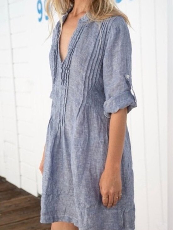 CP Shades Tops - CP SHADES Regina 100% Linen Tunic Light Blue Gauzy Sml Coastal Beach Lagenlook